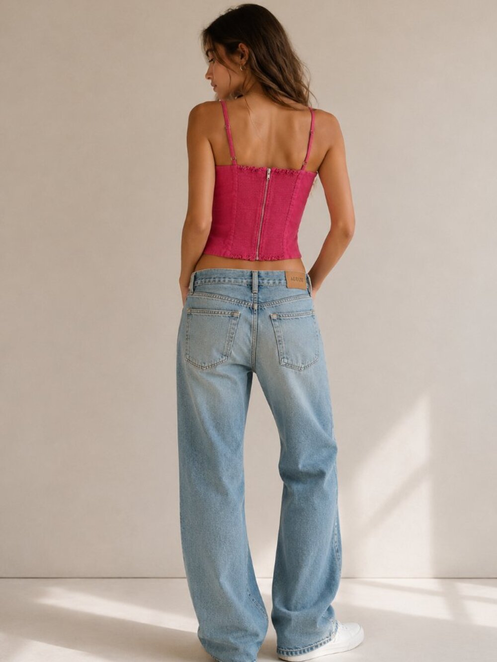 Reformation Linen Square Neckline Crop Top Size 4 Smocked - Picture 2 of 8